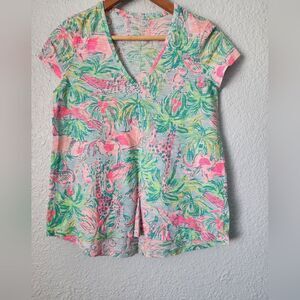Lilly Pulitzer Tropical V-Neck Blouse